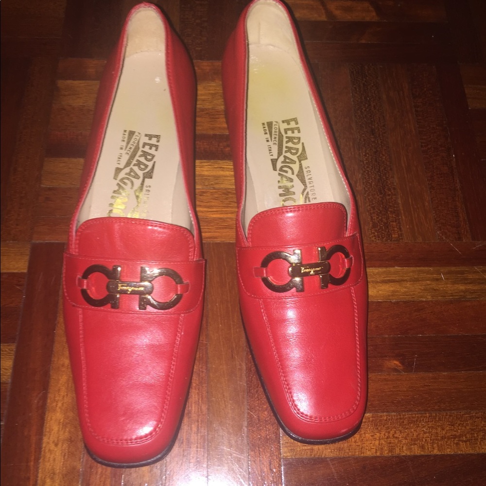 Red ferragamo loafers